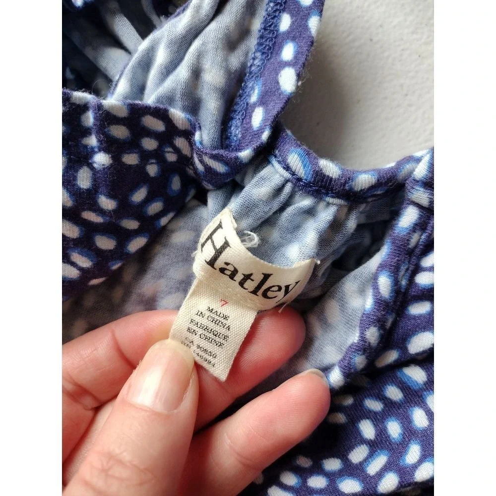 Hatley Girls Purple‎ Blue Dotted Swirl Jersey Knit Romper Size 7
